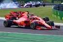 Charles Leclerc anf Sebastian Vettel battle for position