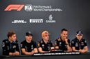 George Russell, Valtteri Bottas, Max Verstappen, Alexander Albon and Sergio Perez in the Press Conference
