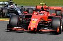 Charles Leclerc leads Lewis Hamilton on track