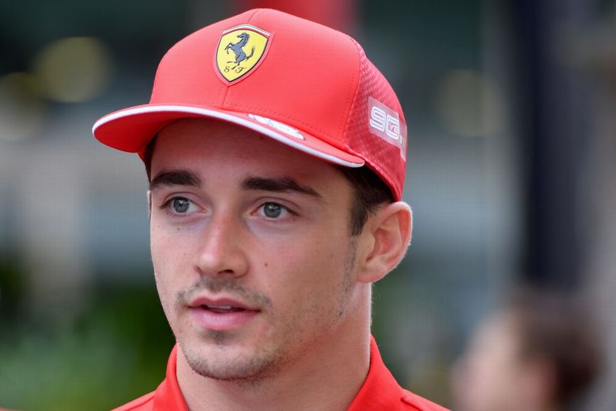 Charles Leclerc arrives at the paddock