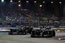 Lewis Hamilton and Valtteri Bottas battle for position