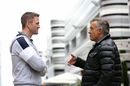 Ralf Schumacher and Jean Alesi talk in the Paddock