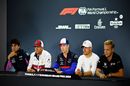 Lance Stroll, Kimi Raikkonen, Daniil Kvyat, Valtteri Bottas and Kevin Magnussen in the Press Conference