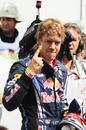 A happy Sebastian Vettel after securing pole position