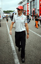 A relaxed Jenson Button arrives on race day