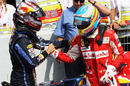 Sebastian Vettel congratulates Fernando Alonso