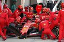 Charles Leclerc makes a pit stop for new tyres