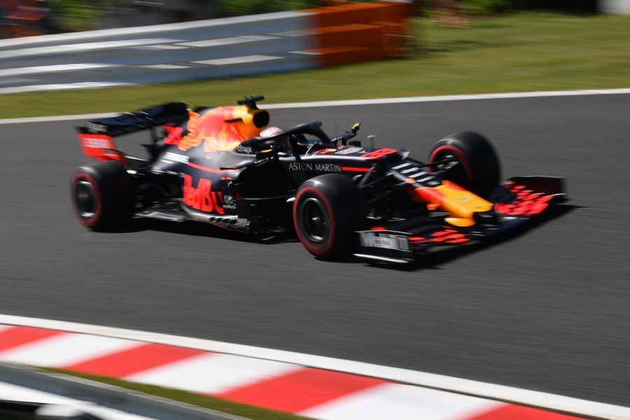 Max Verstappen on track in the Red Bull

