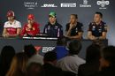 Antonio Giovinazzi, Sebastian Vettel, Sergio Perez, Lewis Hamilton and Alexander Albon in the Press Conference