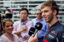 Pierre Gasly talks to the media