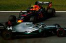 Lewis Hamilton vashes Alexander Albon on track