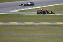 Max Verstappen leads Lewis Hamilton on track