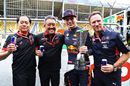 Race winner Max Verstappen, Toyoharu Tanabe, Masashi Yamamoto and Christian Horner celebrate after race