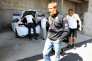 Vitaly Petrov arrives at the circuit 