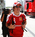Fernando Alonso arrives at the circuit 