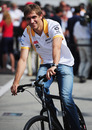 Vitaly Petrov on his bike in the paddock