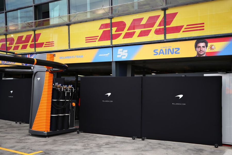 A general view outside the closed McLaren garage