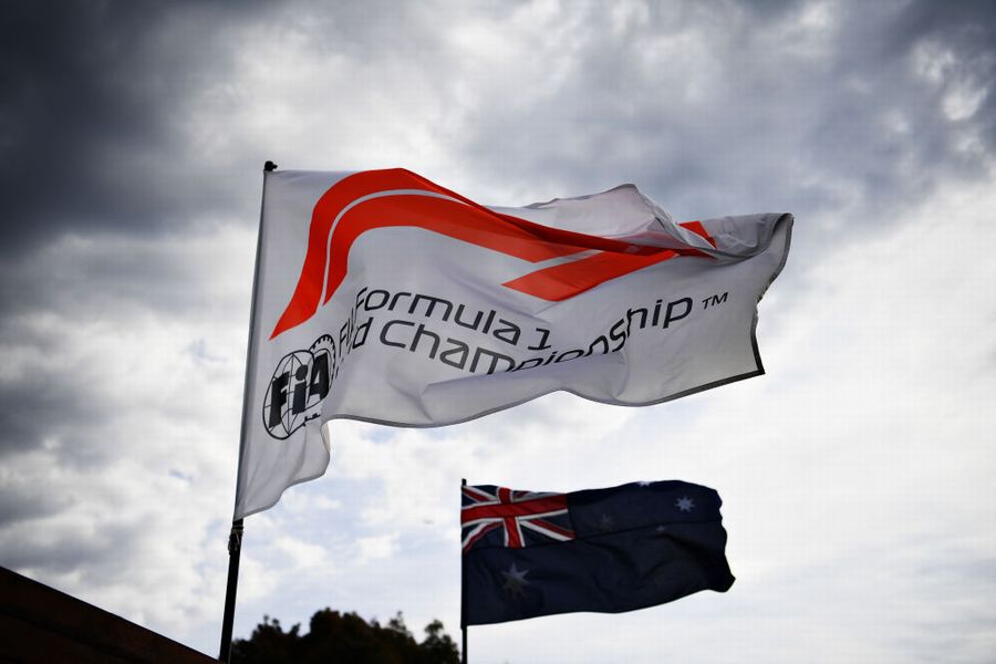 The F1 flag flying over the circuit