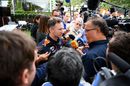 Christian Horner talks to the media in the Paddock