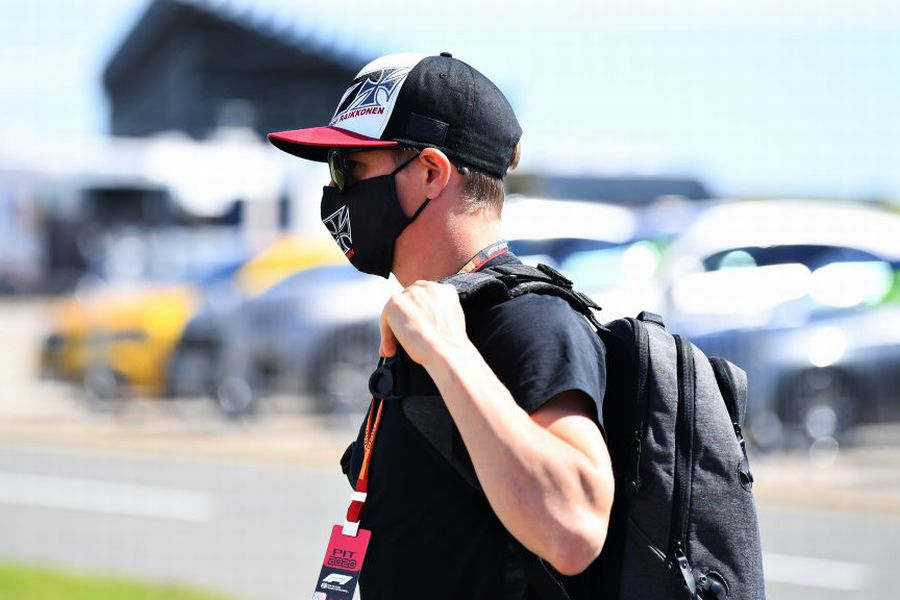 Kimi Raikkonen arrives at the circuit