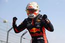 Race winner Max Verstappen celebrates in parc ferme