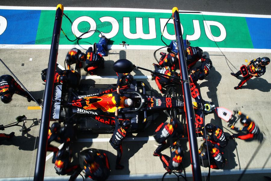 Max Verstappen makes a pitstop