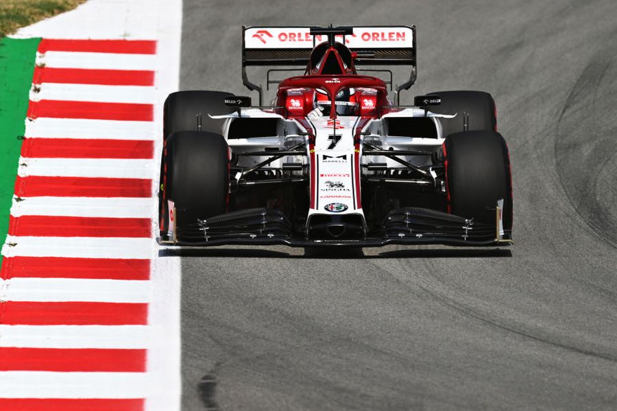 Kimi Raikkonen on track in the Alfa Romeo