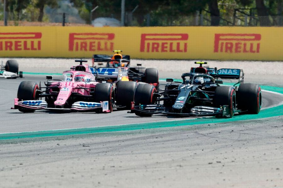 Sergio Perez and Valtteri Bottas battle for position