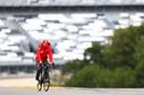 Sebastian Vettel cycles the track