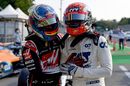 Romain Grosjean congratulates Pierre Gasly after won