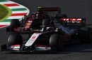 Romain Grosjean and Charles Leclerc battle for position