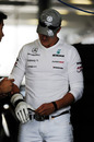 Michael Schumacher tries out a new Alpinestars glove