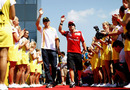 Robert Kubica and Fernando Alonso before the drivers' parade