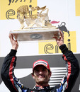Mark Webber with his winner's trophy