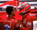 Michael Schumacher and Eddie Irvine after the 1997 Monaco Grand Prix