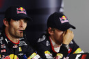Mark Webber answers questions as Sebastian Vettel contemplates what might have been