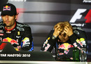 A devastated Sebastian Vettel in the post-race press conference