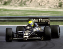 Ayrton Senna holds a huge slide in his Lotus