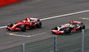 Lewis Hamilton overtakes Kimi Raikkonen after letting the Ferrari past