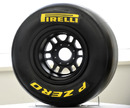 The new Pirelli PZero Formula One tyre is displayed during a press conference 