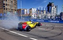 A Renault F1 car performs stunts in Rotterdam