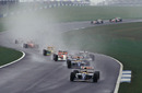 Ayrton Senna closes in on Damon Hill and Alain Prost at Donington