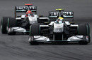Nico Rosberg leads Michael Schumacher