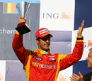 Lucas di Grassi celebrates his third place finish in the GP2 race at Spa