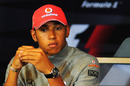 A pensive Lewis Hamilton during Thursday's press conference