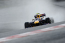 Mark Webber treads carefully around Spa in the wet
