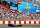 Renault's Fernando Alonso in action in front of his home crowd in Barcelona