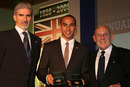 Damon Hill and Lewis Hamilton with Sir Stirling Moss