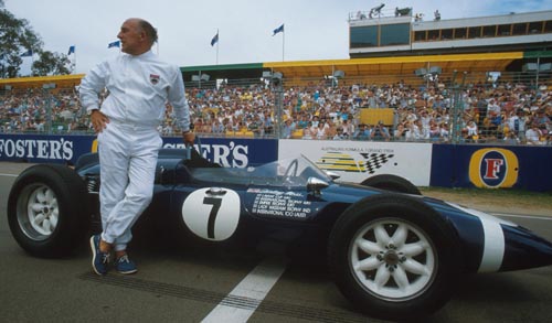Sir Stirling Moss with a Cooper T51 at the 1987 Australian Grand Prix