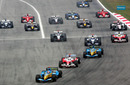 Fernando Alonso leads the field on his way to victory in the 2005 Malaysian Grand Prix.